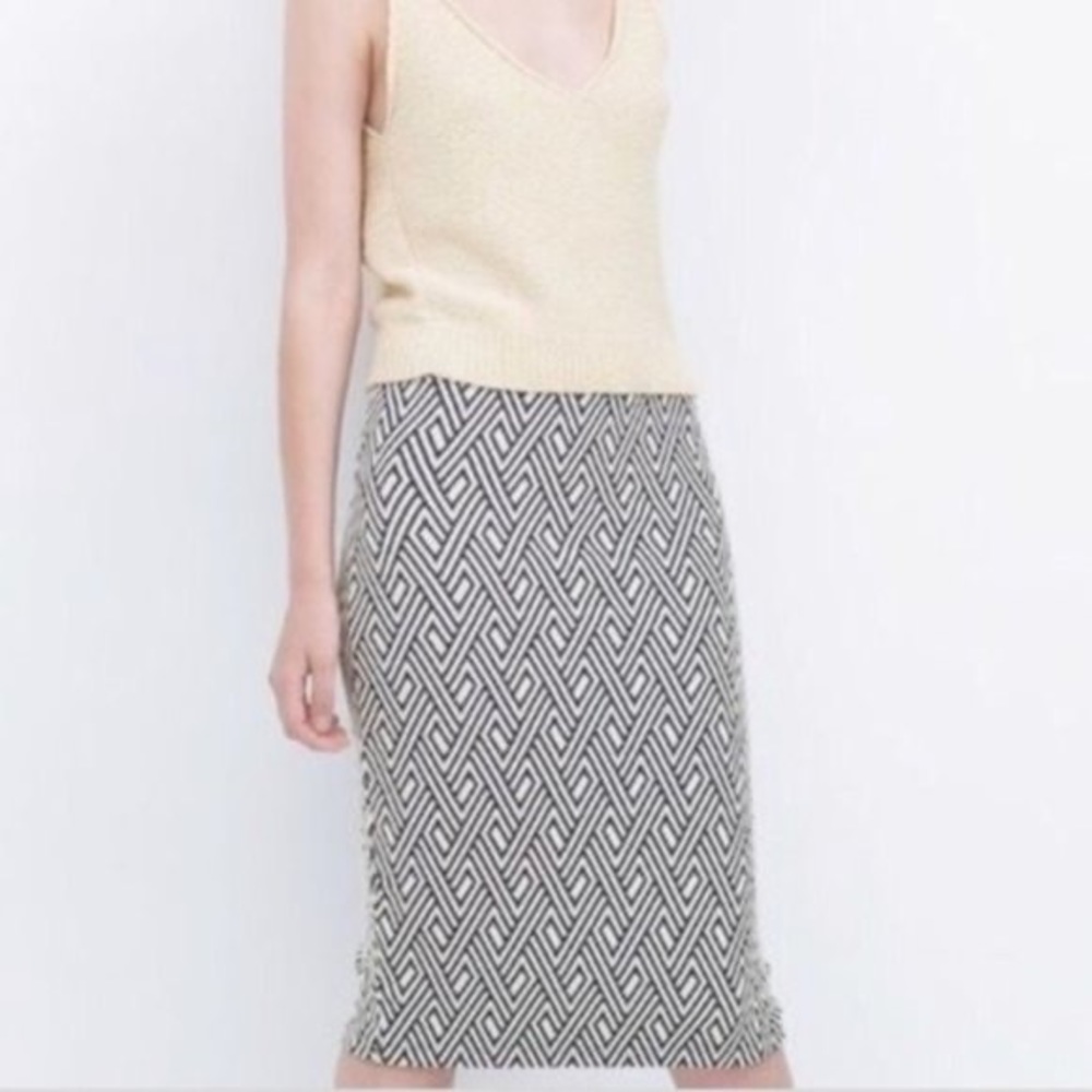 Zara Trafulac Pencil Skirt | White & Black